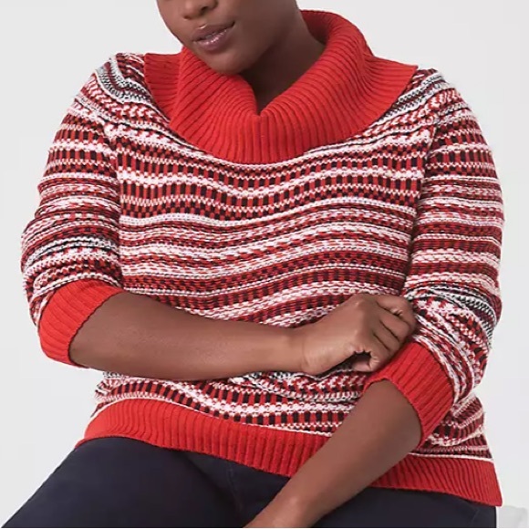LANE BRYANT COWL NECK SWEATER. SIZE 18-20 LONG SLEEVE HOLIDAY COZY KNIT SWEATER. - Picture 2 of 14